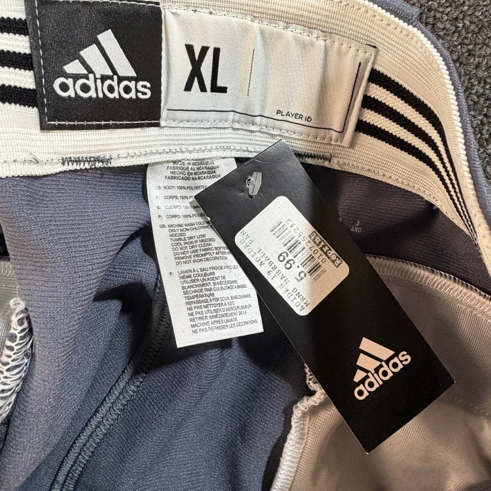 Adidas Baseball Pants Mens XL Open Bottom Grey Reinforced Knee NEW